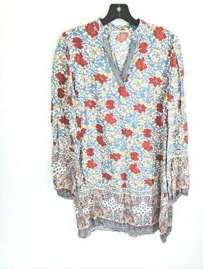 SundayUp Block Print Floral Dress Long Sleeve